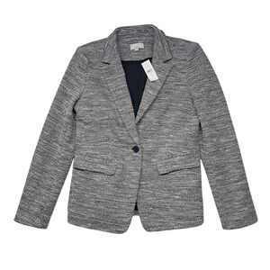 NWT LOFT Blazer Women's 8 Black White Textured Single Button Career